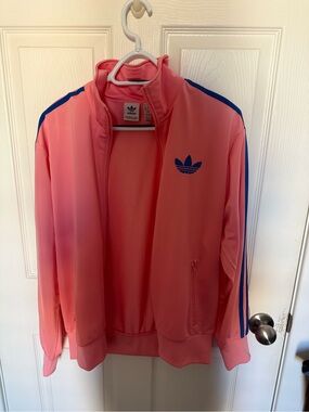 adidas Pink Jacket with Blue Accents